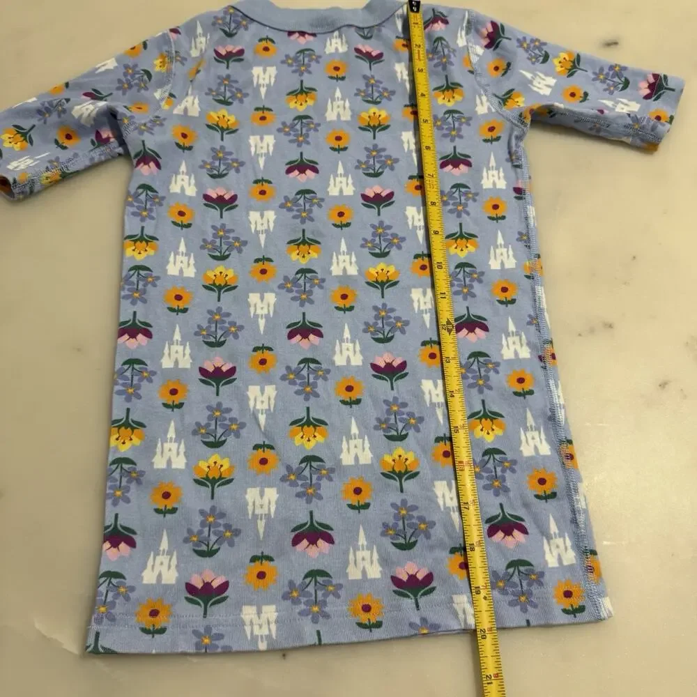 Hanna Andersson Disney Castle Floral Organic Cotton Pajama Top US10 Short Sleeve